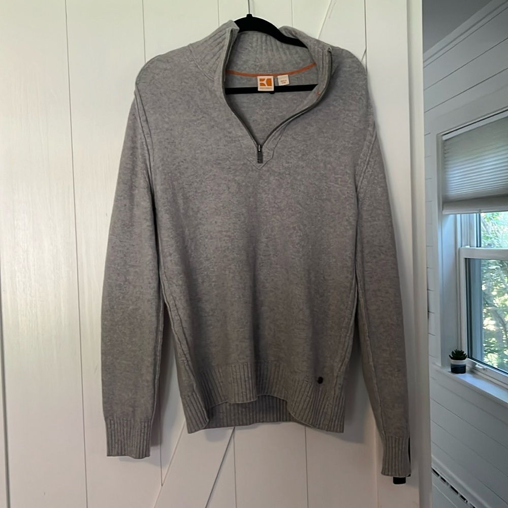 Boss Orange men’s 1/4 zip wool sweater-sz L-classy & timeless-perfect for fall🍁